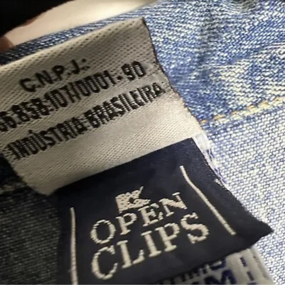 Vintage Open Clips Brazil Denim Jean Jacket Womens Medium Fitted Style Blue - Picture 9 of 12
